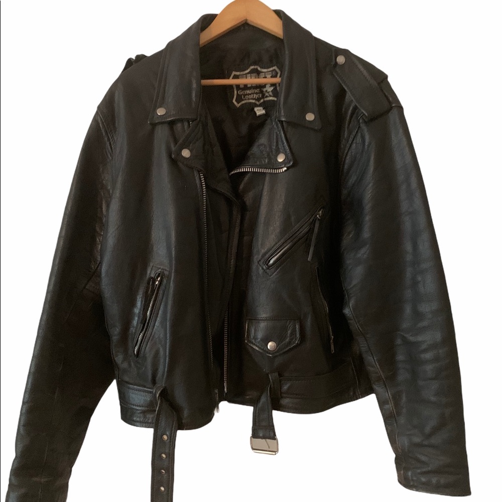 Black Leather biker style jacket